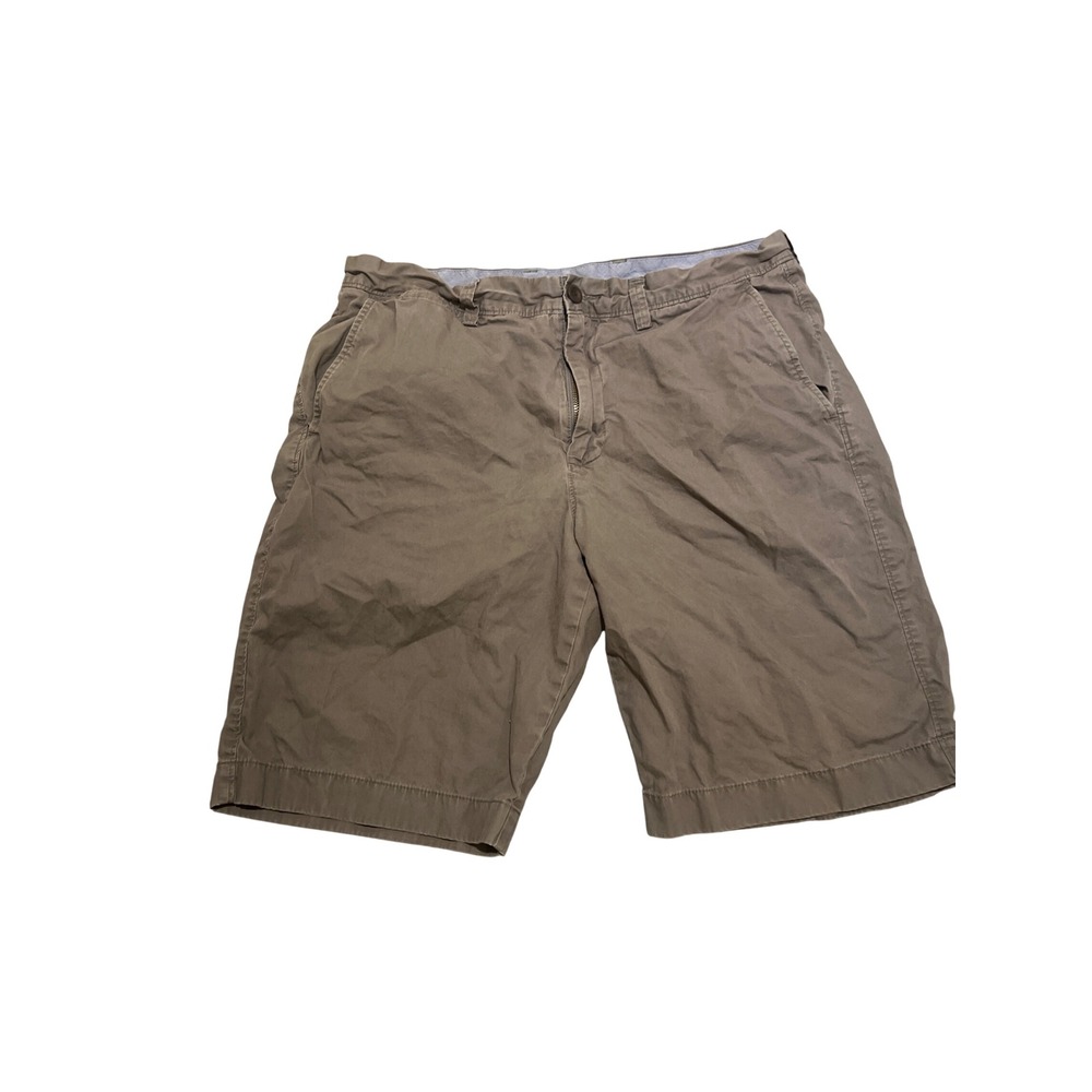 J Crew Mens Chino Shorts Khaki Grey Flat‎ Front Cotton Size 34w Casual Preppy